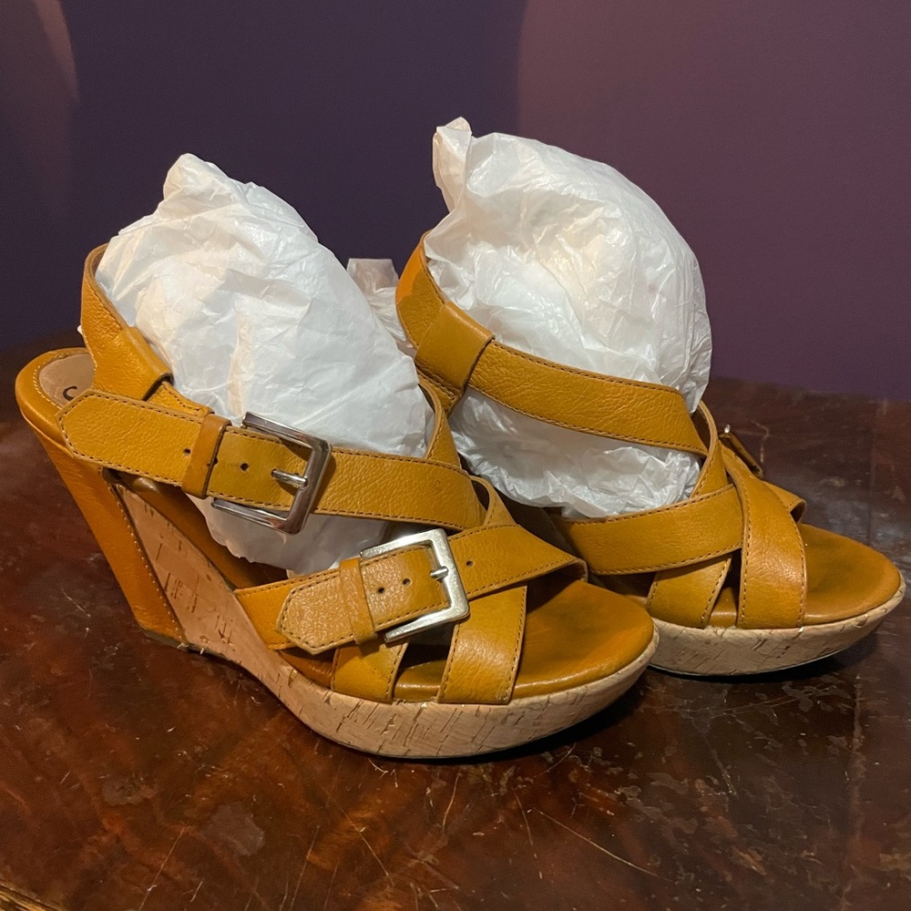 Sofft LEATHER Cork Wedge Sandals